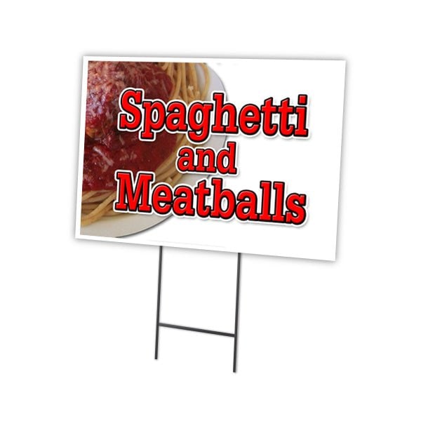 Signmission Spaghetti & Meatballs Yard & Stake outdoor plastic coroplast window, C-2436 Spaghetti & Meatballs C-2436 Spaghetti And Meatballs - main